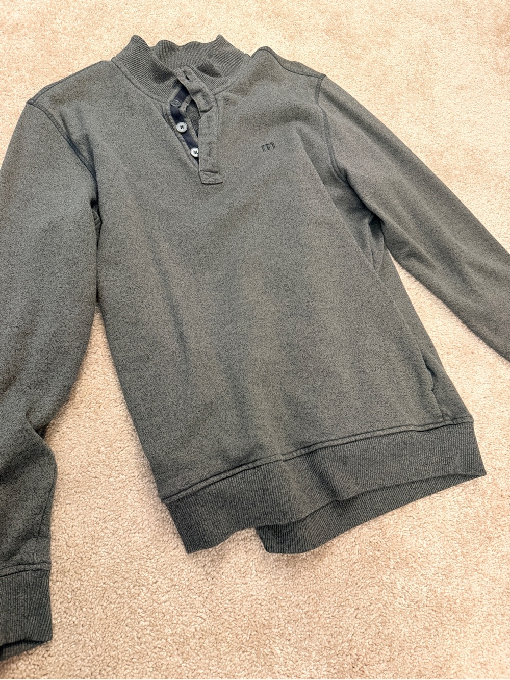 Travis Mathew Men's Dark Gray Zip/Quarter-Button Sweater